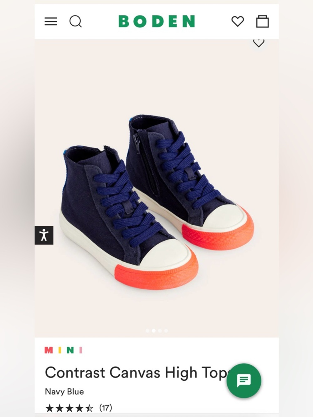 Mini Boden Navy Blue High-Top Toddler Sneakers